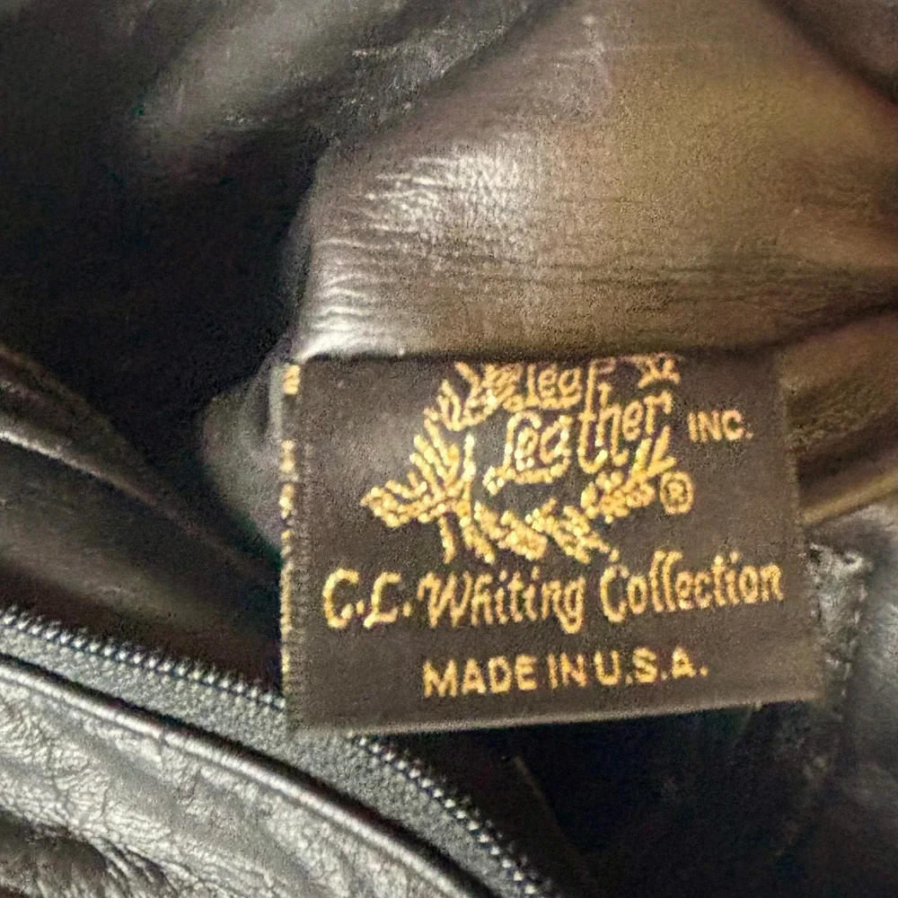 Leaf Leather C.L. Whiting  Black Brown Embossed Crossbody Bucket Bag USA Made